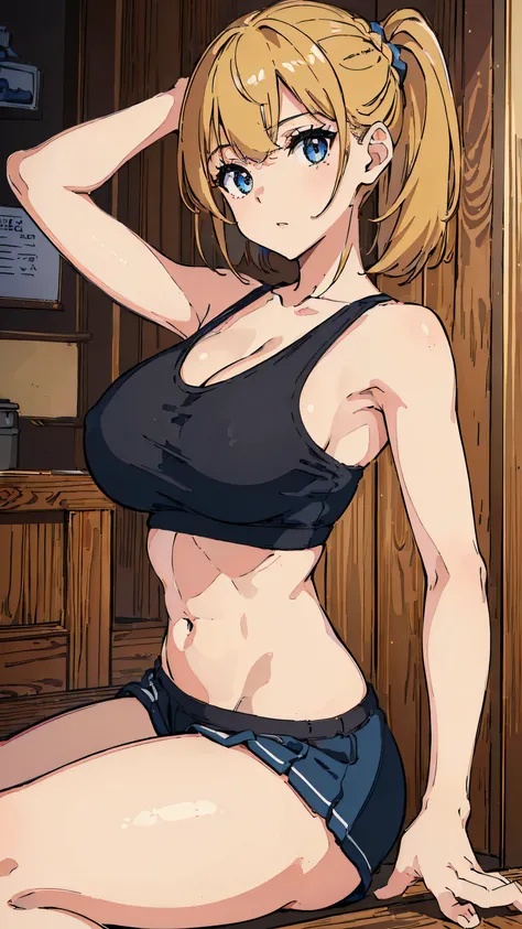 ((highest quality, 8K, masterpiece :1.3)), 1 girl, A cute woman who emphasizes her slender abdominal muscles :1.3, (random hairstyle, big breasts :1.2),Tank top :1.2, super detailed face, fine eyes, double eyelid,NSFW,sexy girl,big ass,sex