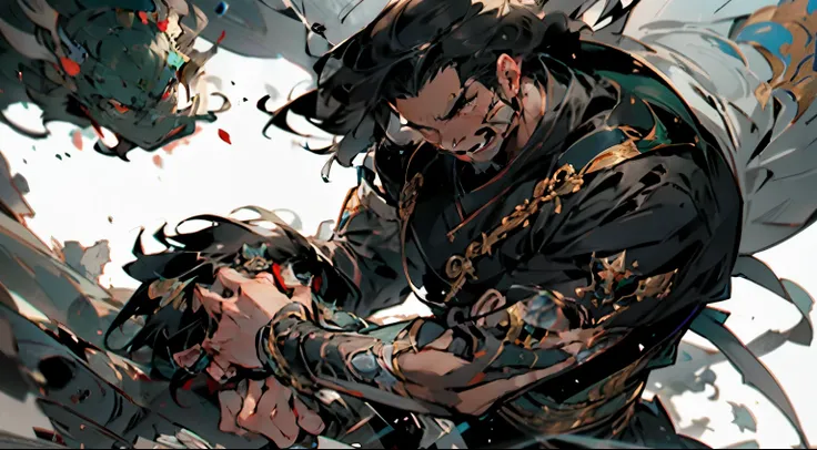 uma foto de um homem segurando uma espada , Krenz Cushart e Asher Duran, JC Leendecker e Sachin Teng, Greg Rutkowski e Krenz Cushart, greg tocchini, Krenz Cushart e Wenjun Lin, Ross Tran e Michael Whelan, saga quadrinhos, cara bonito na arte do ladino