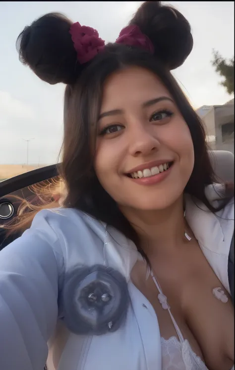 a close up of a woman in a car with a white coat, violet myers, alanis guillen, beautiful mexican woman, beautiful and smiling, ayahausca, headshot profile picture, gorgeous latina face, lorena avarez, profile image, warm and gentle smile, pokimane, kaitly...