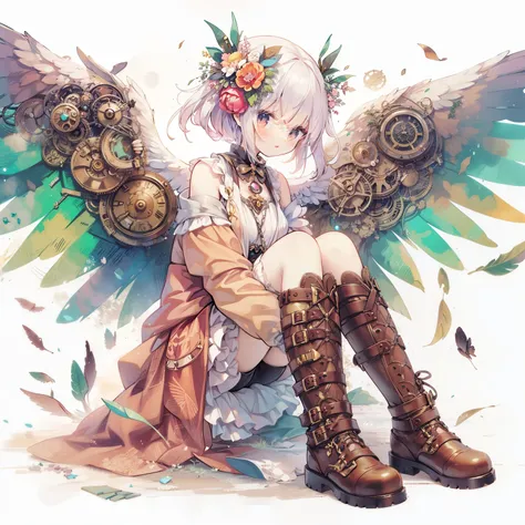 anime, anime girl, wings, steampunk, steampunk, steampunk, steampunk, steampunk, steampunk, beautiful anime artwork, steampunk angel, beautiful anime art, beautiful fantasy anime, mechanical angel, steampunk beautiful anime woman, anime fantasy illustratio...