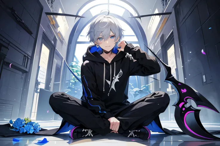 1 person, Handsome guy,  alone,Grey-haired man,  ((table top,highest quality)), detailed and beautiful eyes, beautiful and detailed face、dark blue eyes、short hair、Cool、Handsome guy、cheerful boy、nice System、soothing、best smile、cool smile、bright boy、Cheerful...