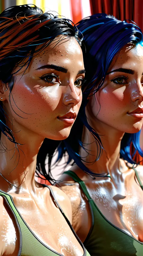there are two people next to each other in a room, avatar da segunda vida, ovelha, segunda vida, estilo sombrio e sensual, captura de tela do jogo de moda, highly aesthetic, trends in deviant art, realistic hybrid of face and body, ( ( pele escura ) ), ros...