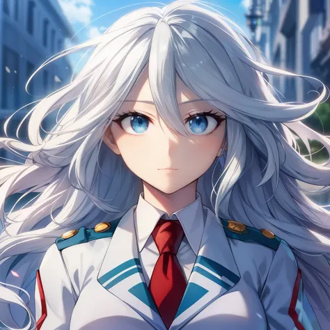 Chica de anime con cabello largo y rubio y ojos azules en uniforme, chica con pelo rubio, perfect pelo rubio girl, pelo rubio,pelo rubio, nagito komaeda, pelo rubio deity, pelo rubio lady, anime visual de una linda chica, Una chica tiene el pelo rubio, her...