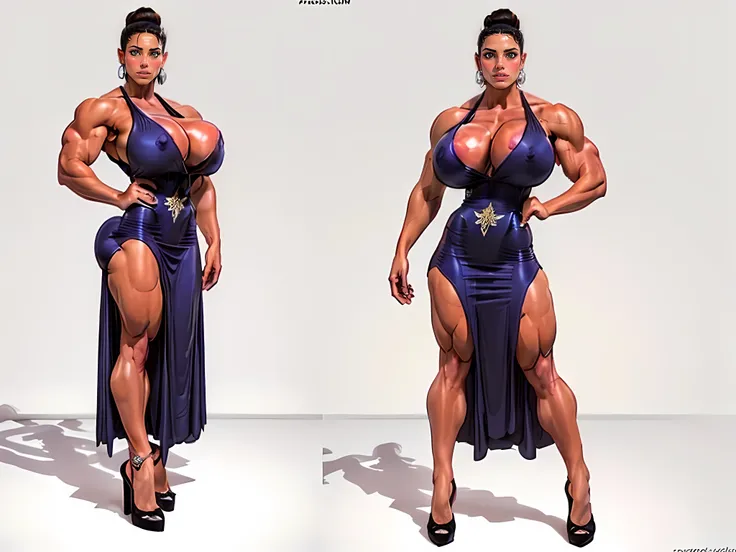 ((masterpiece)),(((best quality))), 1girl, solo woman, alone, ((full body view)), (((massive female bodybuilder:1.5))), (((Huge Breasts:1.57))), (sexy prom dress:1.7), (NSFW:0.95), shiny skin, scribbles and marks, (puffy lips:1.4), pose, 8k,16k, (simple ba...