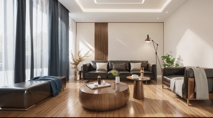 modern living room design，（（（brown sofa））），as clear as photos taken with a professional camera，（masterpiece，best quality，8k uhd，...