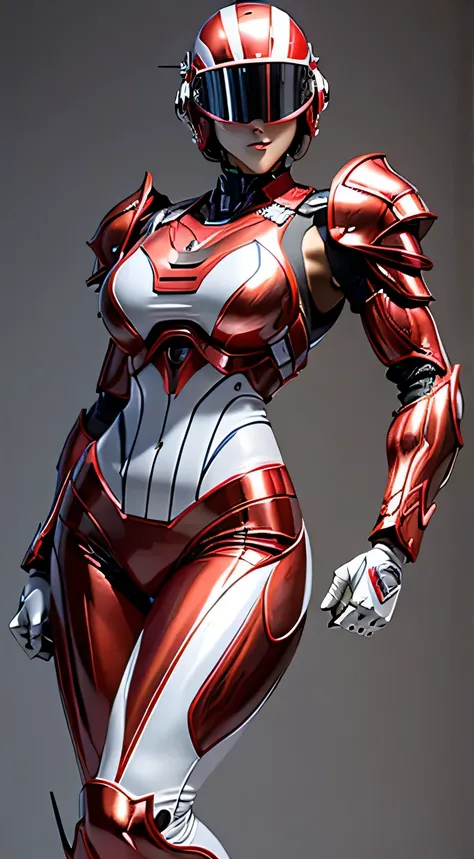 female robocop solo、bright outdoors、strong light source、8K, high quality, masterpiece, 最high quality、very detailed、Armor that completely covers the whole body、very large armor、Helmet covering the head、clear pictures、Eyes hidden by thin straight goggles:1.3...