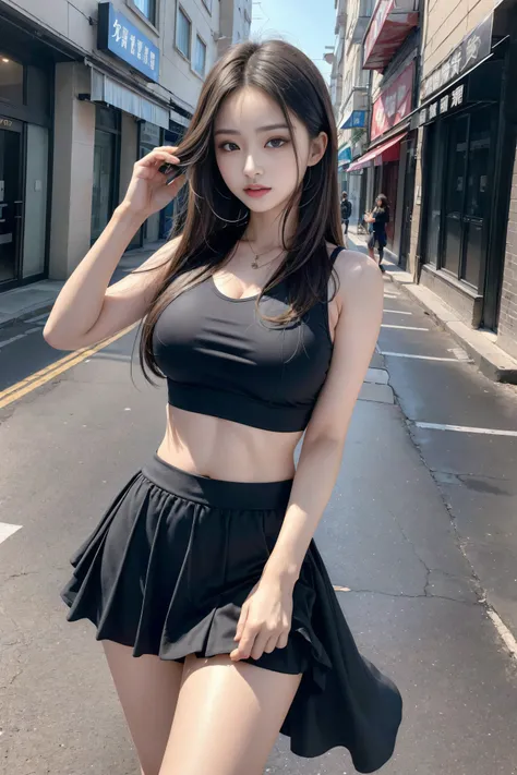 (quality),8K,(masterpiece:1.3),(1 girl:1.3),(In the name of Mina),Beautiful of Korean girls, kpop idol，beauty of woman与完美of身材:1.4,（Vest line，muscular hands:1.2），((layered hairstyle, medium breasts:1.2)), ((view viewer)),(Brilliant smile:1.3),（big ass），actu...