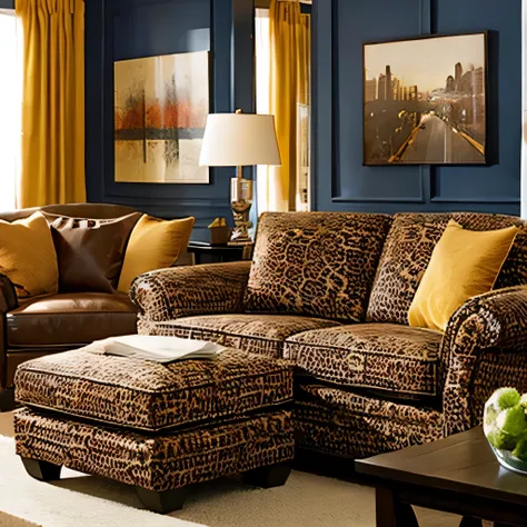 celebrity living room、big sofa、leopard print