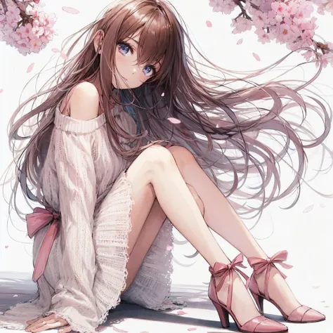 anime girl sitting on the ground with her legs crossed, beautiful anime girl, anime girl with long hair, (anime girl), cute anime girl, pretty anime girl, beautiful anime, young anime girl, beautiful anime style, anime girl, beautiful anime woman, beautifu...