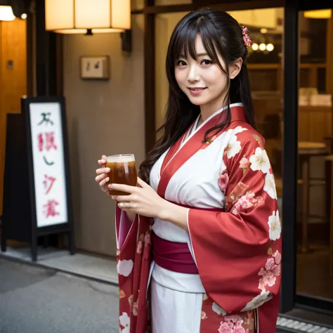 Japan bar district、Woman in Kimono