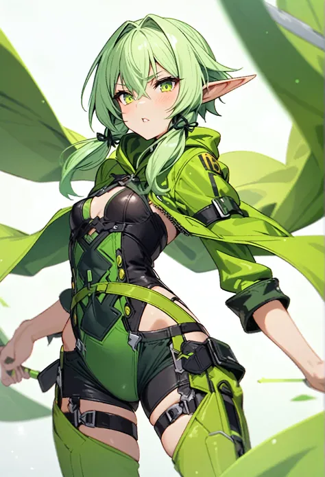 elf　Archer　green　R-18　Erotic　Strip clothes