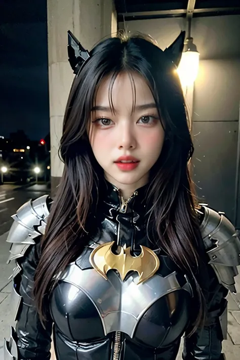 (Masterpiece), best quality, perfect face, 1 girl,  batman armor, 