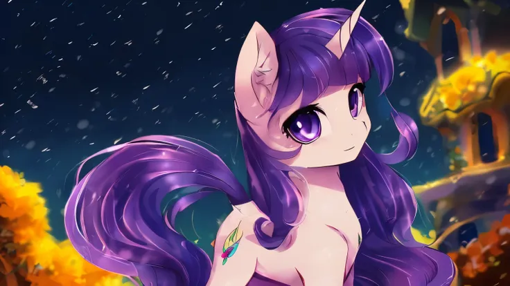 score_of，Fraction_9,清晰of，masterpiece。细腻of质感。matte，（Artistic composition）（avatar））一只可爱of陆马，野性of，my little pony，purple fur,Feminine characteristics， ((long hair, 黑紫色of鬃毛)), ((black purple eyes)),Smile，calm，大波浪long hair，顺滑of鬃毛，loose hair，long hair。no cutie ma...