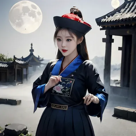 there is a woman in a traditional korean dress posing for a picture, hanfu, palace , a girl in hanfu, lunar themed attire, with acient chinese clothes, chinese costume, traditional chinese clothing, traditional geisha clothing, wearing ancient chinese clot...