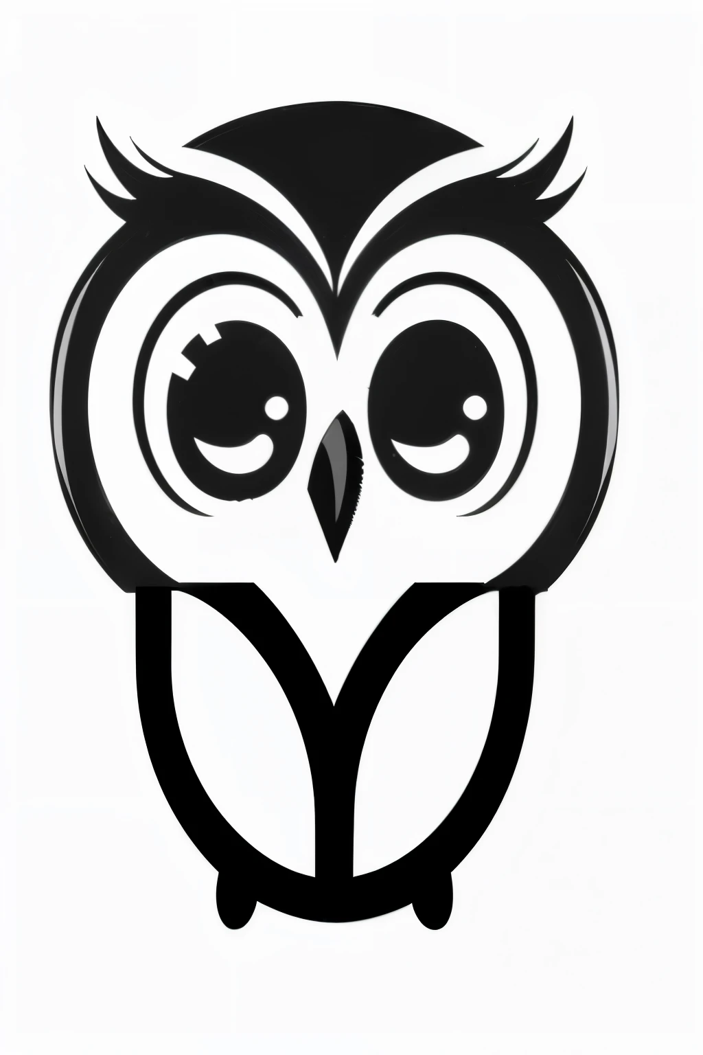 An emblematic logo of an owl of black and white, simple design, vector art, minimal, with variation