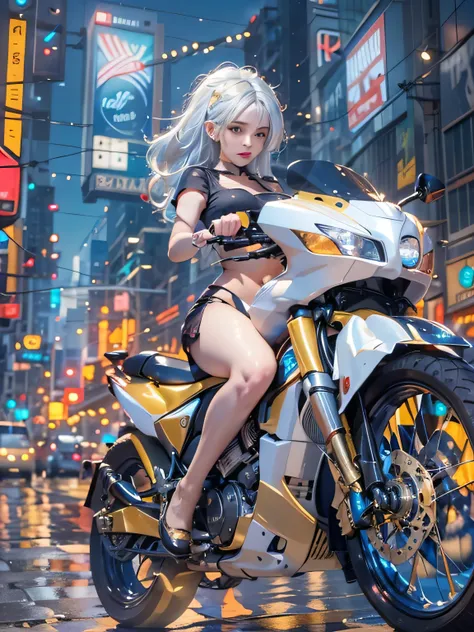 (photorealistic:1.8, highest quality:1.8,8K masterpiece:1.8,High resolution,muste piece:1.8,RAW Photos,cinematic lighting),No split screen, cyber punk、Highway at night、rain-soaked ground、
(1 android girl:1.3)、Completely naked、Full body tattoo、choker、beauti...