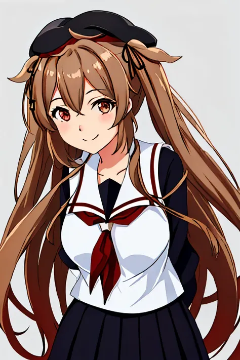 highest quality, masterpiece, high resolution, 1 girl,  (murasame　change two　fleet collection:1.15), long hair, light brown hair...