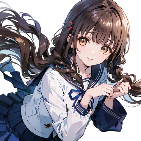 highest quality, (masterpiece:1.2), High resolution, perfect pixel, One long and so beautiful straight haired , 16 years old, (((big very detailed beautiful dark brown eyes))), ((black sailor uniform)), ((Black sailor uniform top and bottom)), ((very lovel...