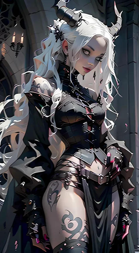 gothic woman with long white hair and horns in a black corset, gothic aesthetic, goth girl, white horns queen demon, beautiful elegant demon queen, gothic girl, goth aesthetic, ominous gothic aesthetic, succubus | medieval, demon girl, beautiful succubus, ...