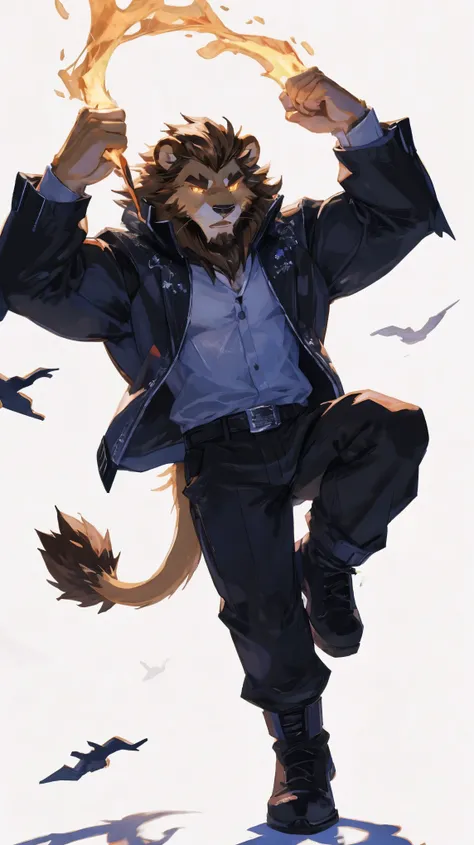 (masterpiece:1.2), best quality,pixiv,official art,perfect anatomy, (Ray tracing, light),solo, (1_male:1.3) , (muscle), (dynamic poses:1.3), (ultra deTailed), sharp focus, Negi, eyes, (glowing golden eyes), short hair, short fur, (brown fur:1.4),(muscle li...