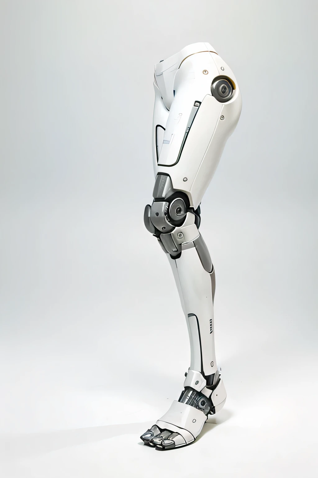 just a prosthetic robotic leg on a white background