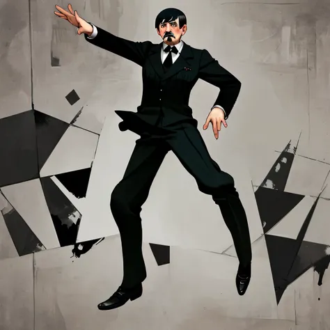 adolf hitler, male, black hair, black suit