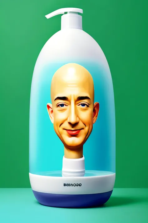 Create an image showcasing Bald Brilliance - Jeff Bezos Shampoo!

Imagine Jeff Bezos confidently holding a bottle of Bald Brilliance shampoo, with a big smile on his face and a gleaming bald head that reflects the shine of his newfound haircare solution. S...