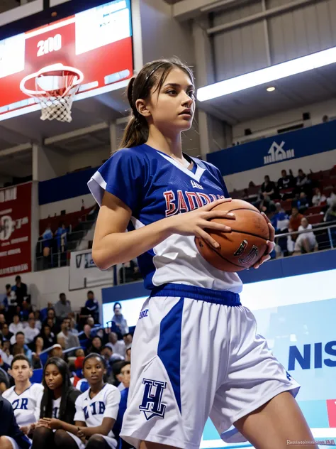 Basketball uniform with the colors white, blue and red with the name HUSKIES in italics and that the uniform or uniforms have a semi transparent Aztec design