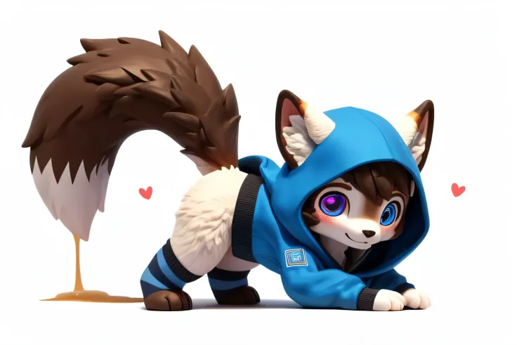 (((wilderness))), ((charming little blue wolf,girl, young)) have different colored eyes，fur light blue, chibi,Shy,blush,charming,go to toilet,urination,drain liquid, logo design， Howe car lighting effects， ((3D vector art))， Cute and quirky， fantasy art， B...