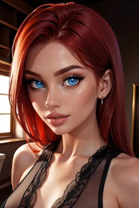 (sexy red haired young woman,perfect body,posing,model,stage,luxury hall),(oil painting),(detailed face,beautiful eyes,detailed ...