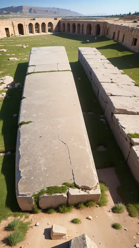 giant rectangular stone, fallen, horizontal, lebanon, no people, 8k, high quality