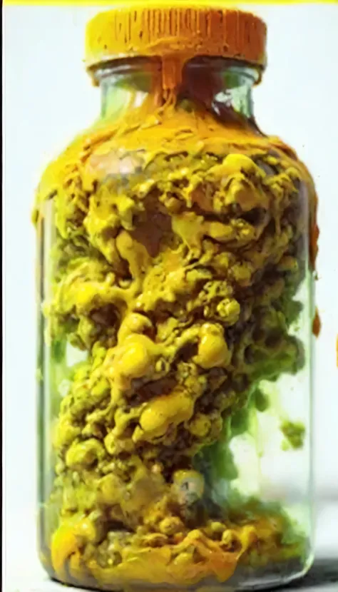 conrtneo, a concrete sculpture covered in neon yellow slime paint, detailed, painting,  