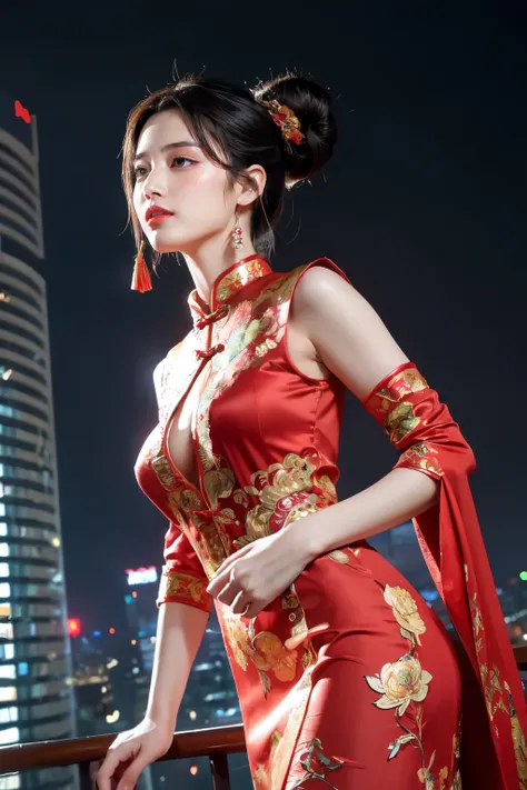 (best quality,ultra-detailed,realistic:1.37), digital illustration, ( woman wearing a chinese traditional costume), detailed eye...