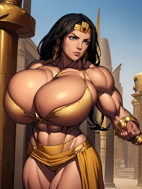 (masterpiece, top quality, best quality, official art, beautiful and aesthetic:1.2), (1girl:1.3), ((NSFW:1.3)),((((Massive Female Bodybuilder:1.8)))), long and straight black hair, tanned skin, extremely detailed, portrait, looking at viewer, solo, (full b...