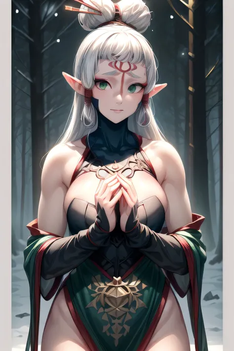 paya, cute elf,((anime elf with extremely cute and beautiful brown hair)), (((elf))), (((elf ears))),((((white hair:1.35,colored inner hair,ear breathing)))),(((green_eyes:1.3))),intricate eyes,beautiful detailed eyes,symmetrical eyes,big eyes:1.5,(((lustr...