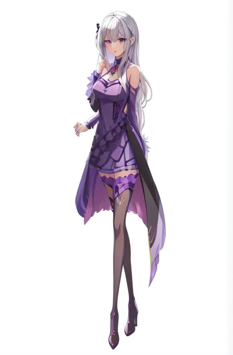 cartoon image of a woman in a purple dress and black boots,  in a dress, cute anime wife in a nice dress, anime vtuber full body...