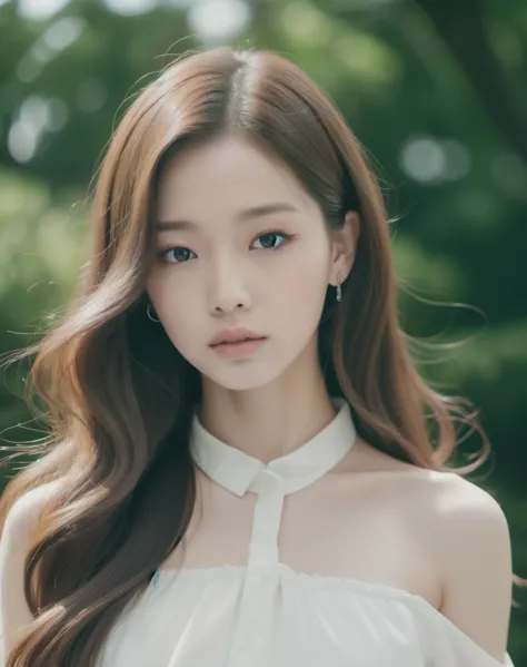 ((Best quality, 8k, Masterpiece :1.3)), 1 Asian Girl named Jennie from Blackpink, wearing a pristine white blouse: 1.2, using a delicate lip tint on her lips: 1.2, long flowing hair: 1.3, 18-year-old: 1.1,

(Lifelike, high resolution: 1.3), 1 beautiful and...