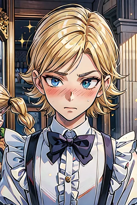 ((best quality)), ((masterpiece)), (detailed), perfect face, blonde hair, anime style, short hair, anime boy, yuga aoyama’s hair...