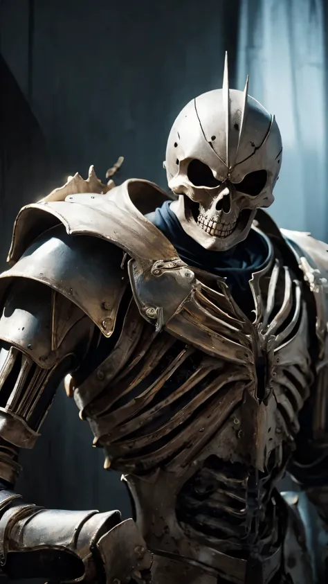 skeleton knight，Horror atmosphere，Ultra-clear，detail