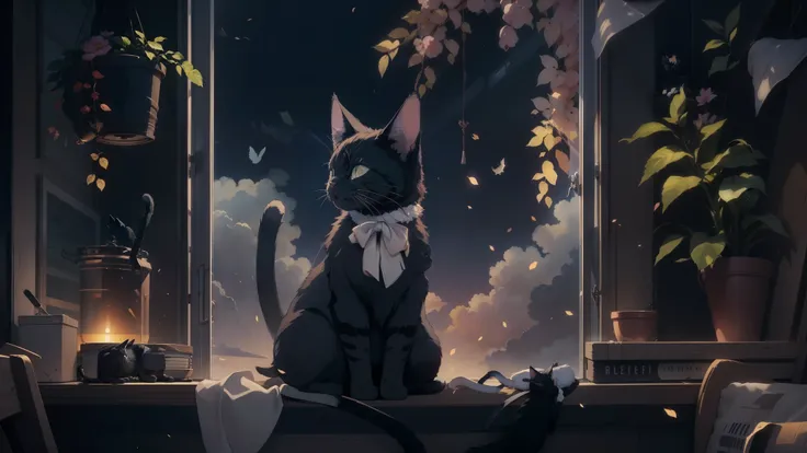 A cat is sleeping on a window sill that is exposed to sunlight,1 cat、 Cute cat anime visual, anime cat, beautiful anime catgirl, cute anime catgirl, cat sora, very beautiful anime cat girl, realistic anime cat, anime catgirl, 4k anime wallpaper, anime art ...