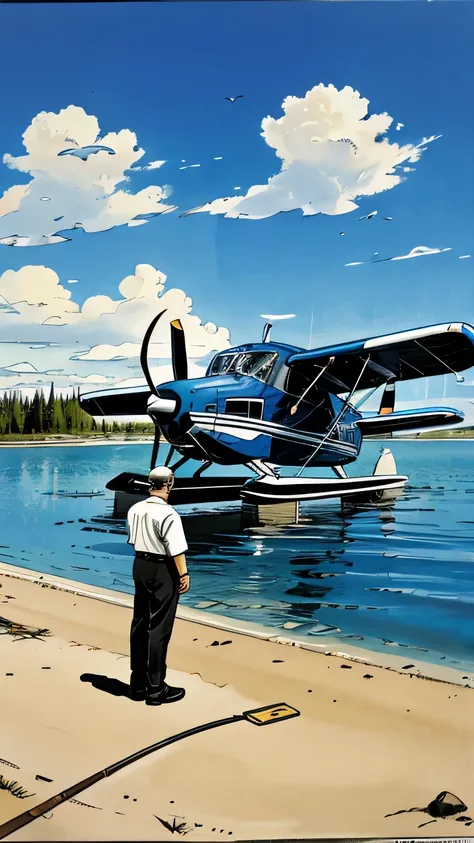 Jimmy and his father board the float plane 