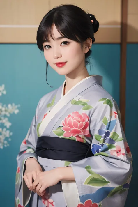 197 (snapdd00-Fp16), Japanese painting, woman, gentle smile, lipstick, short hair, Paintings by Shoen Uemura