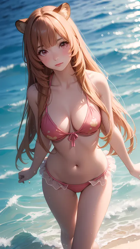 (masterpiece, best quality:1.2), 1 girl against the background of the sea, (raphtalia), the rising of the shield hero, chest pri...