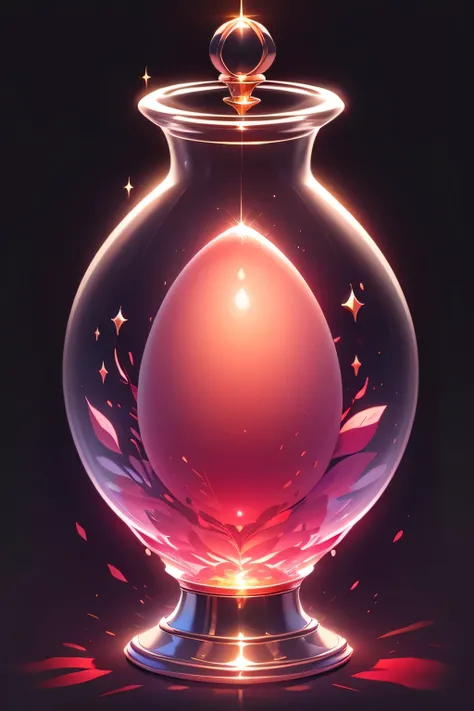 （tmasterpiece，Best quality1.2),（ultra - detailed)，（illustratio), ((A transparent red egg-shaped glass object)), naturey，shiny，Surrounded by light, RPG style，cartoony，fantasy，（shiny）, detalhe poderoso, intense detail, on the white background, Clear detail, ...