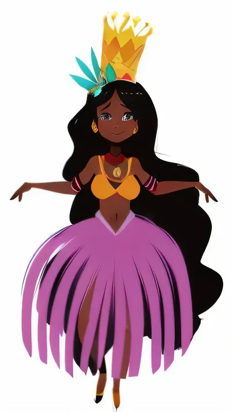 Caricature of a woman wearing a purple dress and crown, britney lee, inspired by Mary Blair, author：Lily Delisa Joseph, princess jasmine, Pocahontas, just a joke, illustration&quot;, flat illustration, mother of the month, author：Olivia Peguero, black afri...