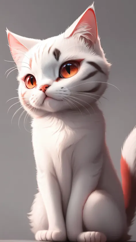 A cat avatar，red tint，line art，Minimalism，illustration，8K resolution，HD，soft light，best picture quality，high-definition，high detail，HD，Crazy details，超HD画质