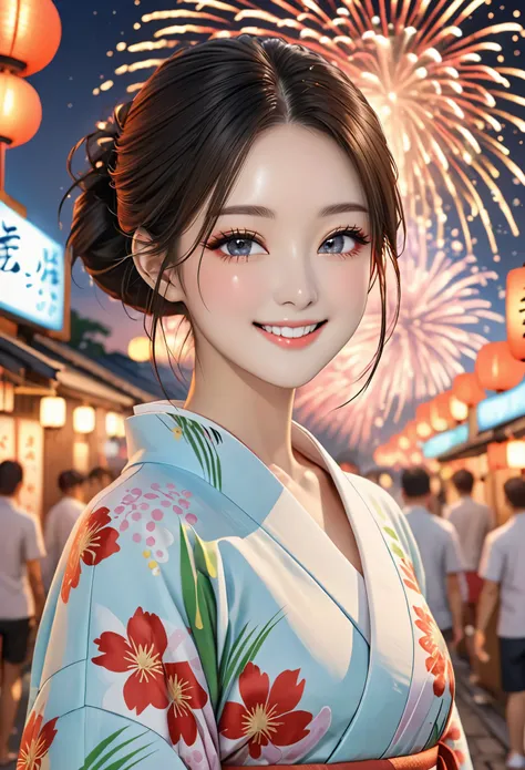 (((top quality, 8K, masterpiece))), clear focus, (Beautiful woman with perfect body), thin and long, (hairstyle: up)), ((kimono: sugar cane)), street: 1.2 highly detailed faces and skin textures detailed eyes double eyelids in random poses, (Smile),super c...