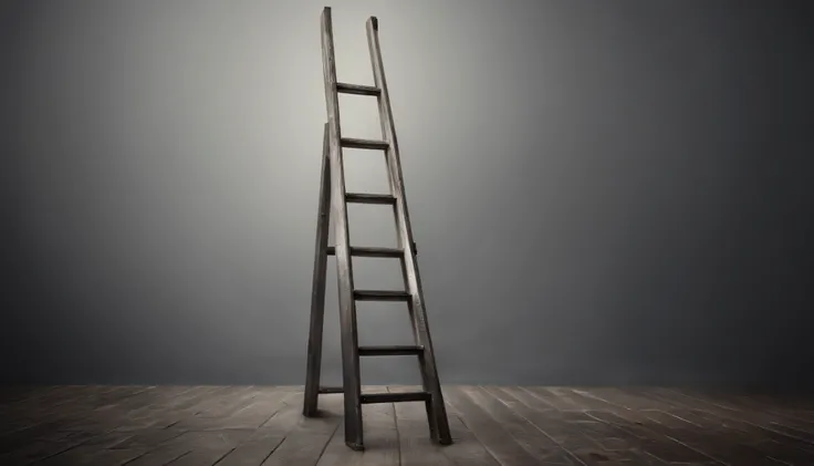 a single ladder on a light gray background, best image, sharp focus, highly detailed, brandless, no one,