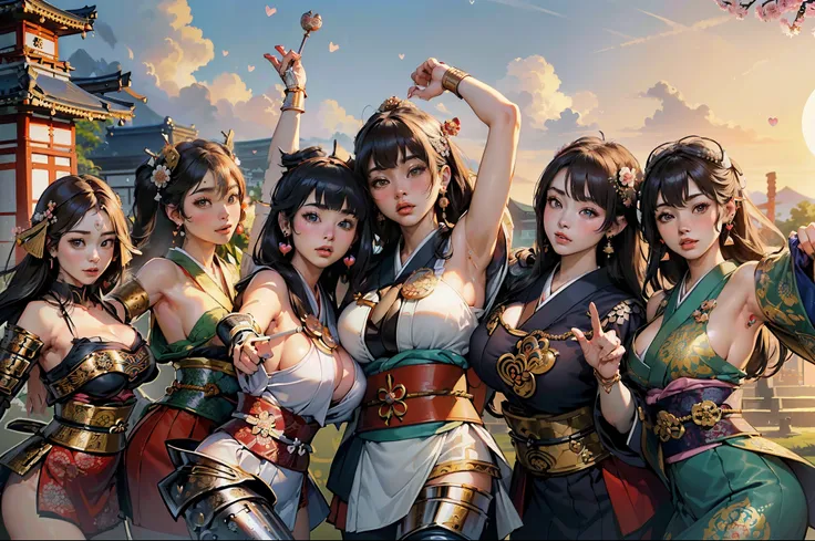 masterpiece,highest quality,ultra high resolution,(three women:1.5),(25 years old:1.2),stupid solution, Super detailed,(realistic:1.4,),(Twelve gods:1.4),(mandala:1.5),(Japanese god:1.5 ),(Medieval Japanese armor:1.5),(日本のkimono:1.5),(Gods garment:1.4),(he...