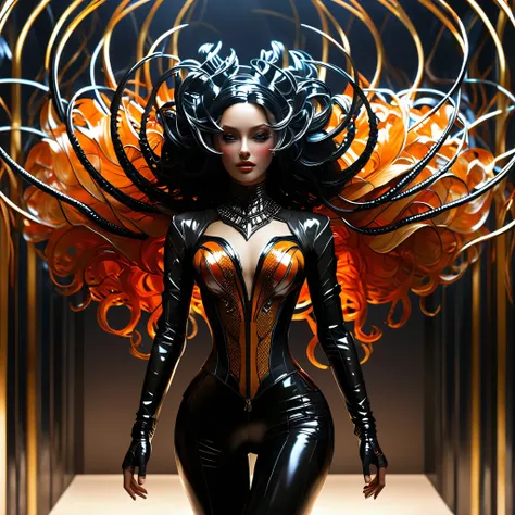  A renowned and seductive female character clad in a form-fitting costume, depicted in a special artistic expression that elevates her allure and mystique to new heights. The unique art style used to portray the character adds a distinctive flair and visua...